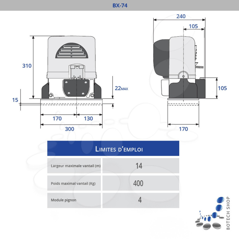 Came Bx Moteur V Pour Les Portails Coulissants Kit Xl